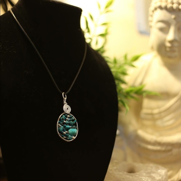 Handmade Blue Rain Drop Pendant - Picture 3 of 3